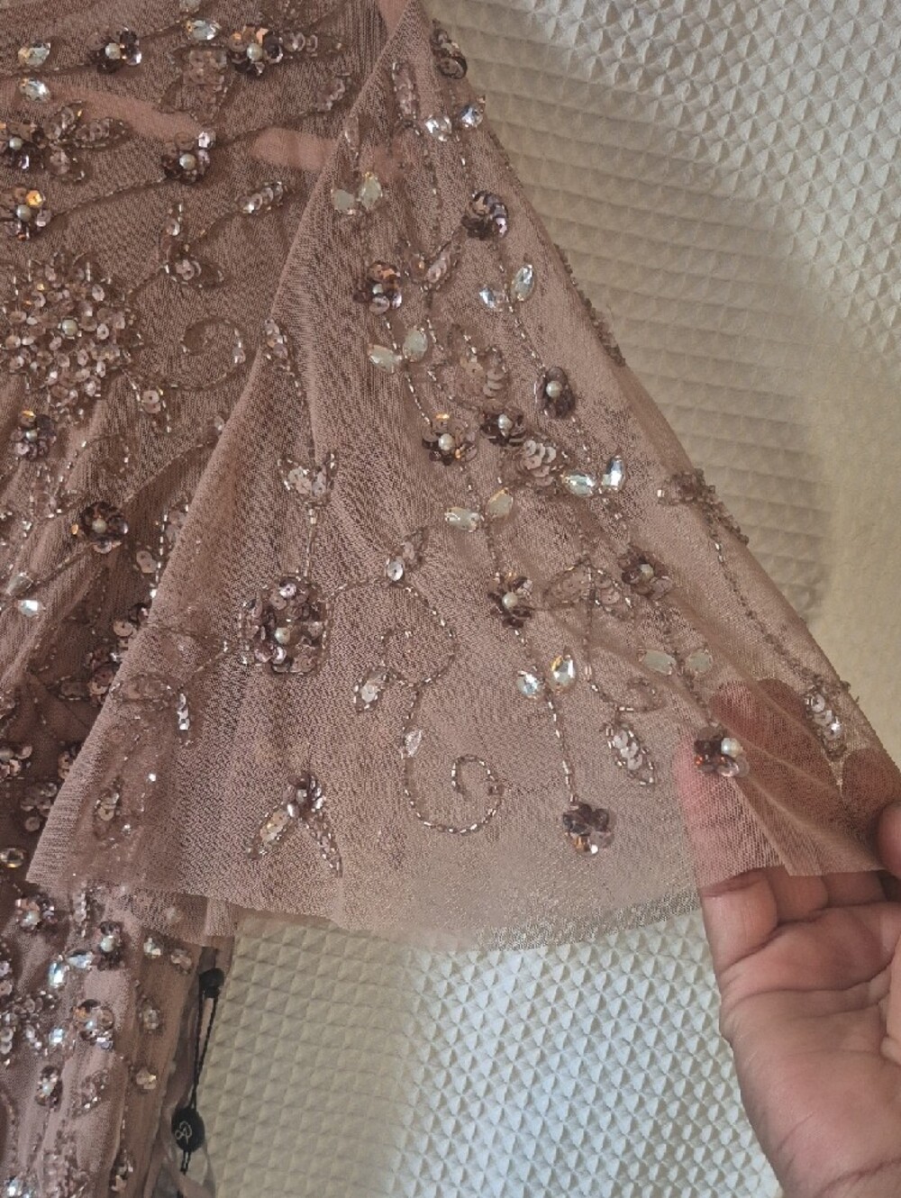 Adrianna Papell Blush Pink Beaded Midi Dress - Picture 6 of 14